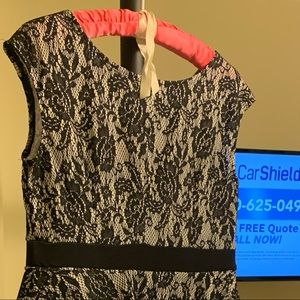 White black flowered top flare dress